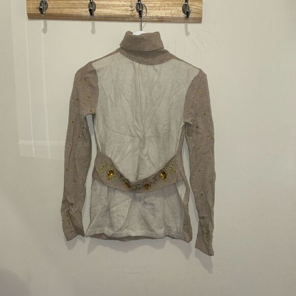 Manoush bedazzled jeweled rhinestone turtle neck sweater Y2K 2000s size medium - Picture 2 of 11